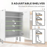Shoe Cabinet, Shoe Storage Cabinet with Soft-Close Hinges and Adjustable Shelves, Holds 15-20 Pairs, High Gloss White