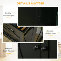 72.5" Kitchen Pantry Cabinet, Freestanding Storage Cabinet with 4 Doors, Drawer and Adjustable Shelves, Black