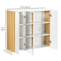 Wall Mounted Medicine Cabinet with Mirror Wall Mirror Cabinet with 3 Doors and Adjustable Storage Shelves White
