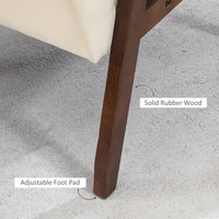 Modern Accent Chairs with Cushioned Seat, Upholstered Linen-Feel Armchair for Bedroom, Living Room, Cream White