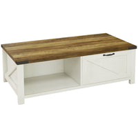 Industrial Coffee Table Side End Table with Drawer, Open Storage Shelf, Modern Farmhouse Furniture, for Living Room, Dining Room, Office, Brown