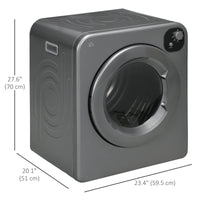 Compact Laundry Dryer Machine, 1300W, 3.22 Cu. Ft. Electric Portable Clothes Dryer with 7 Drying Modes for Apartment or Dorm, Grey