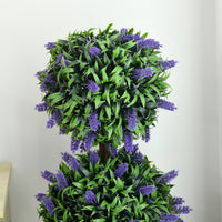 3.5ft Set of 2 Artificial Plants, Lavender Flowers Ball Trees with Pot, for Home Indoor Outdoor Decor