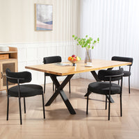 4 Pieces Kitchen Chairs, Modern Dining Chairs w/ Corduroy Upholstery and Steel Legs for Living Room, Black