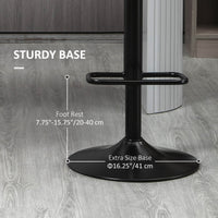 Swivel PU Leather Barstools Set of 2 Adjustable Bar Stools with Footrest Back for Kitchen Counter Dining Room Black