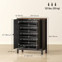 Shoe Cabinet with Barn Doors, Farmhouse Shoe Storage Cabinet with Adjustable Shelves, Holds up to 15 Pairs, Black