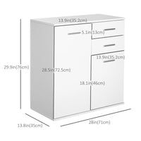 High Gloss Sideboard with 2 Drawers and 2 Doors, Buffet Cabinet with Adjustable Shelf, Coffee Bar Cabinet with Storage, White