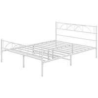 Metal Queen Platform Bed Frame with Headboard, Steel Slat Support, Underbed Storage, No Box Spring Needed, Easy Assembly