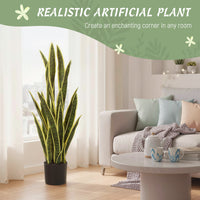Artificial Tree, 35.4" Artificial Snake Plant with 21 Leaves in Pot for Home, Office, and Living Room, Green
