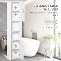 Tall Medicine Cabinet, Freestanding Bathroom Storage Cabinet with Shelves and 2 Cupboards, Bathroom Organizer, White