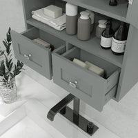 Bathroom Wall Cabinet with 2 Drawers, Modern Medicine Cabinet with 2 Doors and Open Shelf, Over the Toilet Storage Organizer for Living Room, Kitchen，20" x 7" x 26", Grey