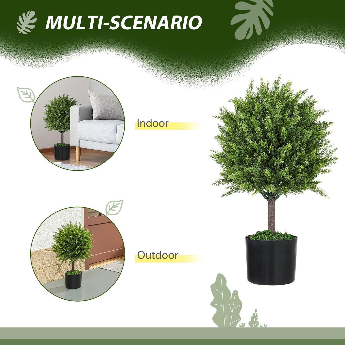 Decorative Artificial Plants, Cedar Topiary Trees in Pots, Fake Plants for Home Indoor outdoor Decor, Green