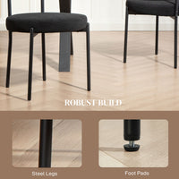 4 Pieces Kitchen Chairs, Modern Dining Chairs w/ Corduroy Upholstery and Steel Legs for Living Room, Black