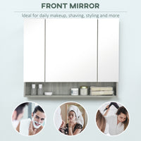 Wall Mounted Bathroom Medicine Cabinet with Mirror and Adjustable Shelves, Grey