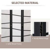 5.6ft Folding Room Divider, 3 Panel Wall Partition with Wood Frame for Bedroom, Home Office, White