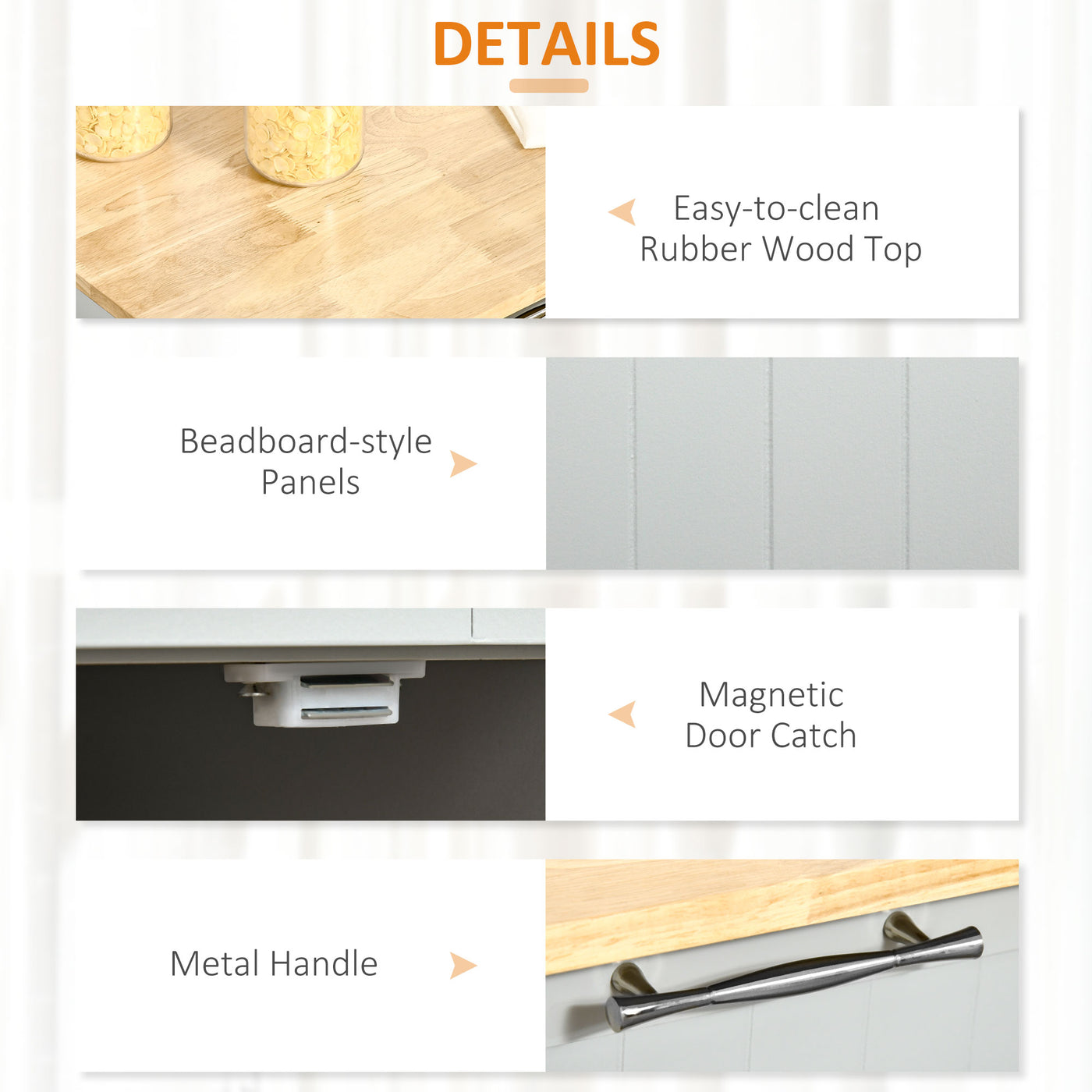 41" Kitchen Island with Storage and Solid Wood Top, Rolling Kitchen Cart on Wheels with 2 Storage Drawers, 2 Doors and Towel Rack for Dining Room, Grey
