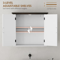 Bathroom Wall Cabinet, Farmhouse Medicine Cabinet Wall Mounted with 2 Doors and Adjustable Shelf, White