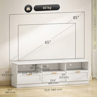TV Stand with Storage, Modern Entertainment Center with 3 Cabinets and 3 Open Shelves, for TVs up to 85", White