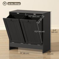 Tilt-Out Laundry Storage Cabinet, Modern Laundry Hamper with 2 Compartments for Bathroom Washroom, Black
