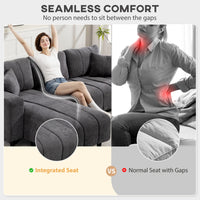 Sectional Couch with Integrated Seat, 3 Seater L-Shaped Sofa with Changeable Chaise, Spring Cushion, 2 Pillows, Grey