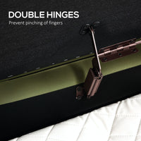 Upholstered Bedroom Bench, Channel Tufted Ottoman Bench with Thick Padding and Metal Legs, Dark Green