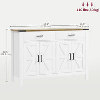 Sideboard Buffet Cabinet, Farmhouse Kitchen Storage Cabinet w/ 2 Drawers and Shelves for Living Room, Entryway