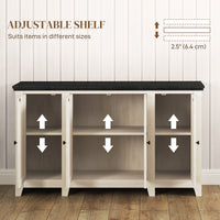 Rustic Sideboard, Buffet Cabinet with Adjustable Shelves for Living Room, Dining Room, Entryway, White Wood Grain