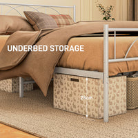 Metal Queen Platform Bed Frame with Headboard, Steel Slat Support, Underbed Storage, No Box Spring Needed, Easy Assembly