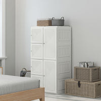 Portable Wardrobe, Foldable Storage Organzier with 8 Compartments, Magnet Doors, White