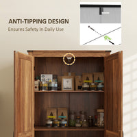 72" Farmhouse Pantry Cabinet with Adjustable Shelves, Kitchen Pantry Cabinet with 2 Doors, Brown