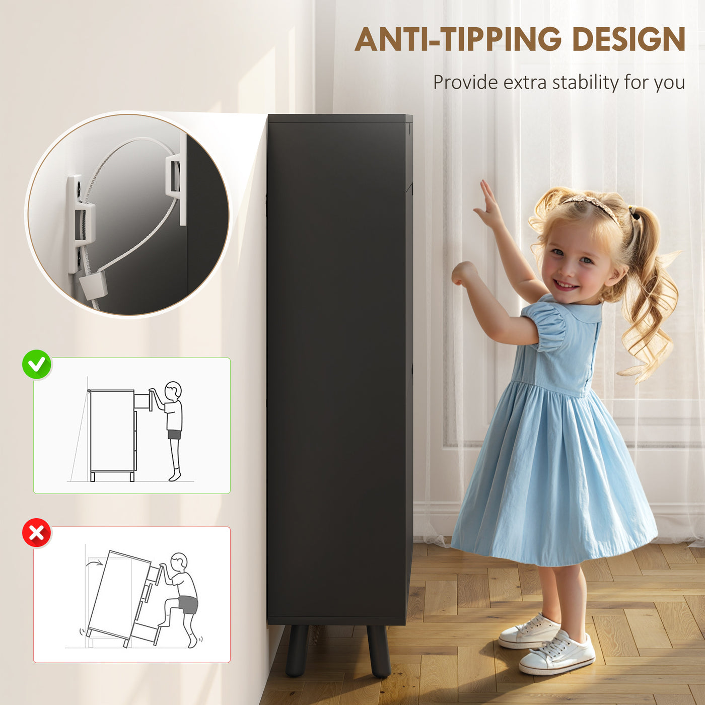 Narrow Shoe Cabinet for Entryway with 2 Flip Drawers, Top Drawer and Adjustable Shelves for 12 Pairs of Shoes, Black