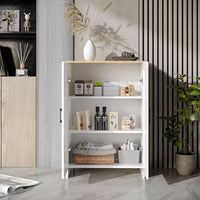 Modern Storage Cabinet with Doors and Adjustable Shelf for Kitchen, Living room, 23.6" x 11.8" x 35.4", White