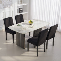 Modern Dining Chairs Set of 4, Kitchen Chairs with Rubberwood Legs and Padded Seat, Black