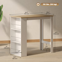 Bar Table Counter Height Dining Table with 3 Storage Shelves for Kitchen, Dining Room, Living Room, White