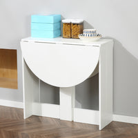 Folding Dining Table, 41" Drop Leaf Table for Small Spaces, Oval Foldable Table for Kitchen, Dining Room, White
