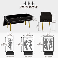 39" Storage Ottoman, Velvet End of Bed Bench with Steel Legs, Foot Stool with Storage for Bedroom, Living Room, Black