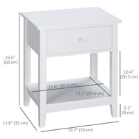Modern Style Nightstand, Small End Table with Drawer and Storage Shelf for Bedroom, Living Room, White