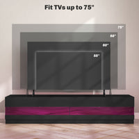 Lighted TV Stand for TVs up to 75", TV Cabinet with Storage for Living Room, High Gloss Black