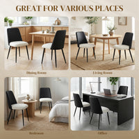 Dining Chairs Upholstered Kitchen Chairs Set of 2 with Steel Legs and Padded Seat for Dining Room, Kitchen, Black