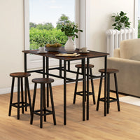 Bar Table Set of 6 Bar Table and Stools for 4 2 Breakfast Tables and 4 Stools for Living Room Dining Room Rustic Brown