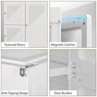 Portable Wardrobe, Foldable Plastic with 8 Compartments, 2 Hanging Rods and Magnetic Doors, White