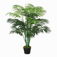 4FT Artificial Palm Tree, Fake Tropical Tree with Lifelike Leaves, Faux Plant in Pot for Indoor Decoration, Green