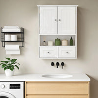 Bathroom Wall Cabinet, Medicine Cabinet, Over Toilet Storage Cabinet with Shelf and Drawers for Hallway, Living Room, White