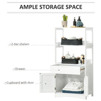 Bathroom Floor Cabinet, Free Standing Kitchen Cabinet with Shelves, Drawer and Doors, for Living Room, White