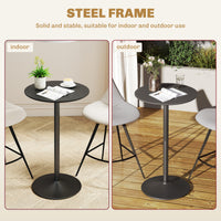 Round Table for 2, 40.2 Inch Bar Height Pub Table with Steel Frame, Non-Slip Base for Living Room, Kitchen, Black