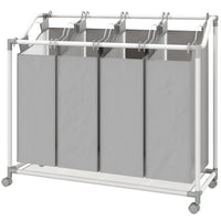 Laundry Hamper with Wheels, 160L Laundry Basket with 4 Removable Bags for Bedroom, Bathroom, Grey