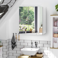 28" x 24" Wall Mounted Mirror Cabinet, Bathroom Medicine Cabinet with Mirror, 3 Doors and Adjustable Shelves, White