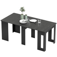 Extendable Dining Table, Expandable Kitchen Table for Small Spaces, Seats up to 6 People, Distressed Black