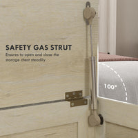 Storage Trunk Box Organizer with Farmhouse Panel Safety Hinge to Open Up 100° Natural