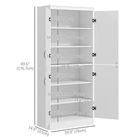 70" 4-Door Storage Cabinet, Freestanding Pantry Cabinet with Adjustable Shelves for Living Room, White